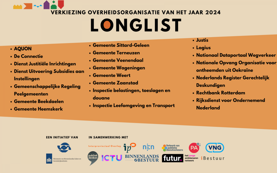 Verkiezing Overheidsorganisatie van het Jaar 2024 | Longlist bekend!